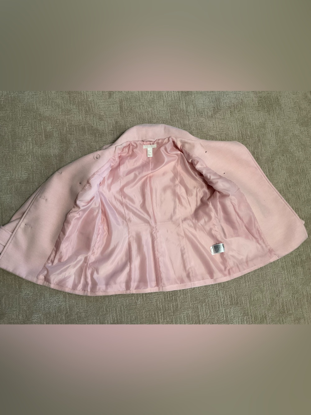 💕 H&M Pink Peacoat Sz 12 Double Breasted EUC Minimalist Coquette Classic Chic - Picture 5 of 14